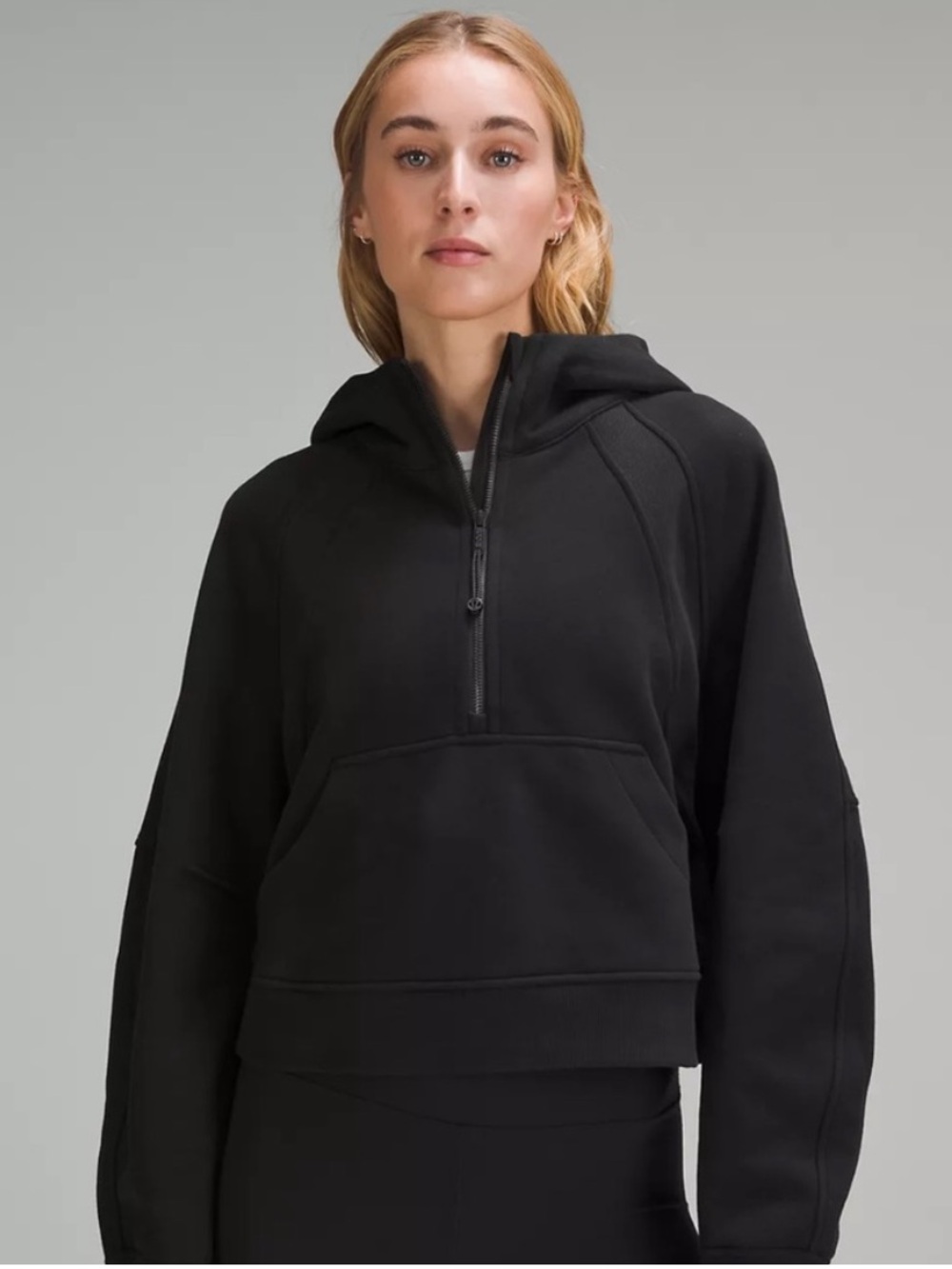 lululemon athletica Scuba Cropped, Black Half-Zip, Hooded Pullover, Women’s XS/S
